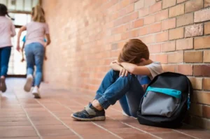 Child being comforted during a difficult time
