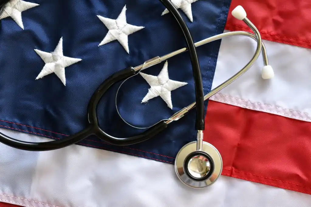 Healthcare provider offering in-home support to a veteran.