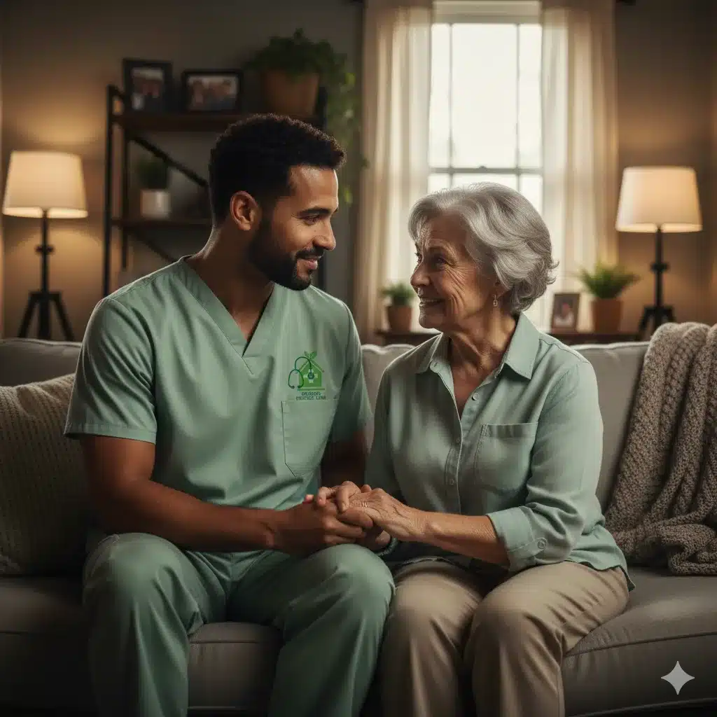 Comfort-focused hospice care at home, caregiver and patient