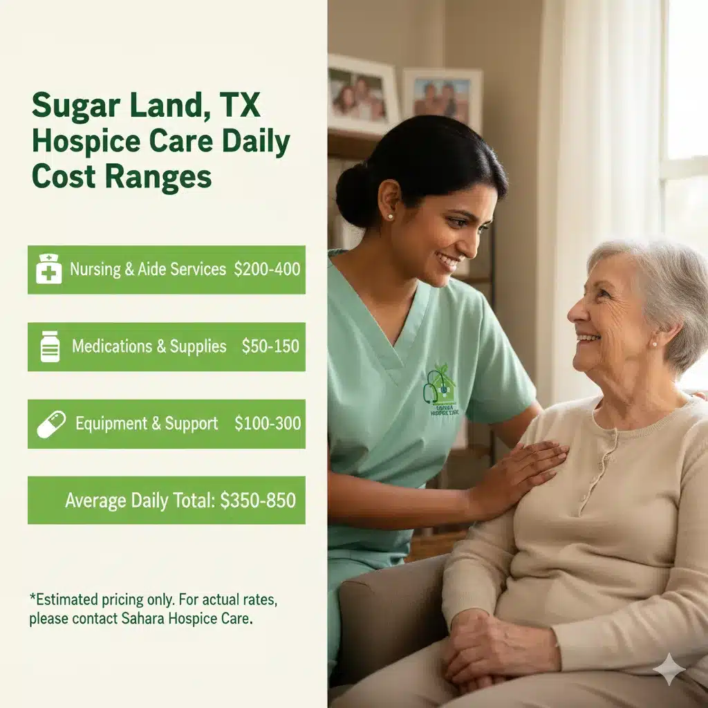 Hospice care cost breakdown with Sahara Hospice nurse in Sugar Land, TX