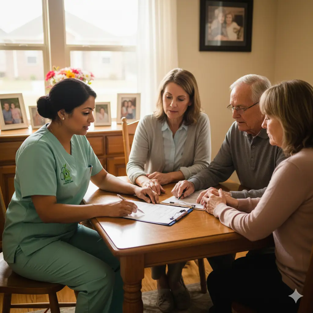 Sahara Hospice team meeting with family at home