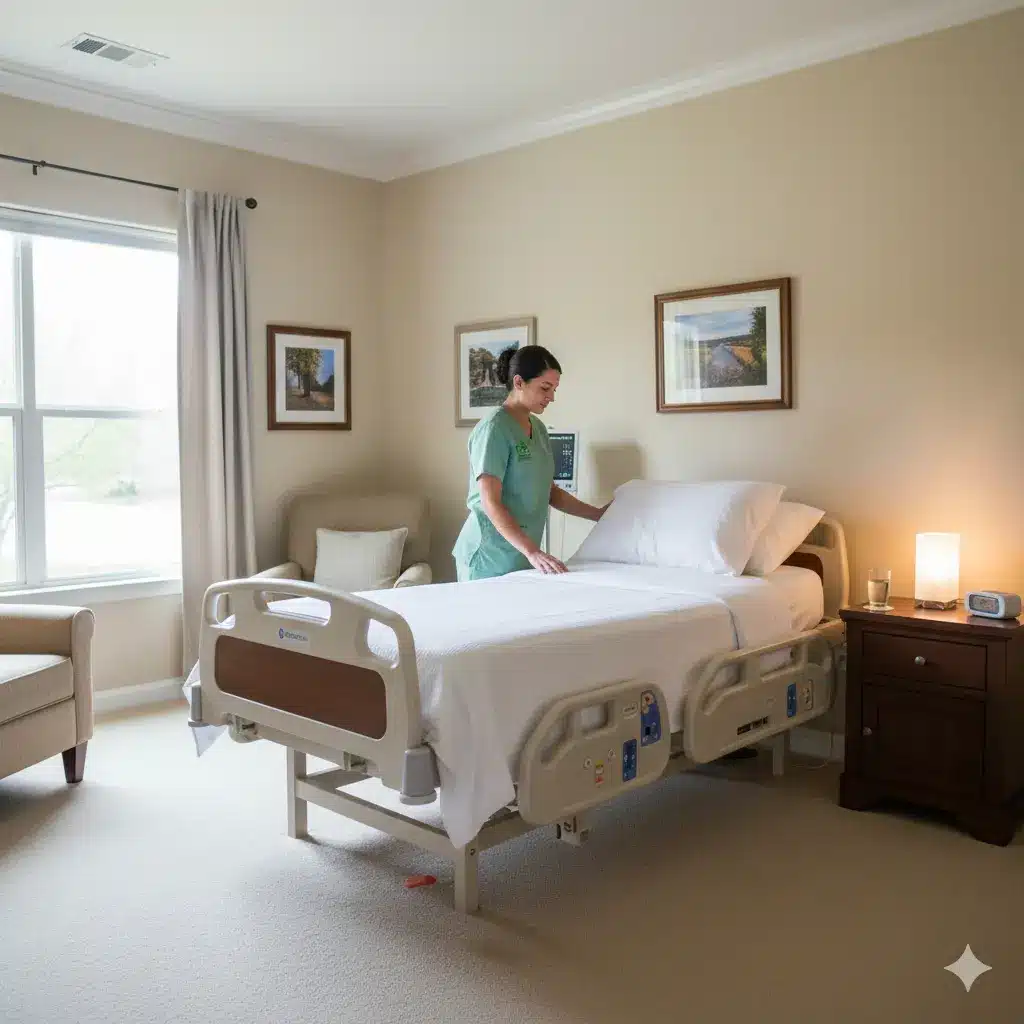 Hospice care at home for cancer patients Peaceful home hospice setting for cancer patient