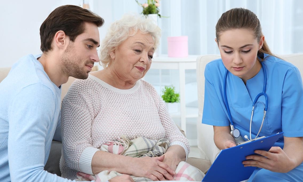 Family receiving hospice support during advanced heart failure care