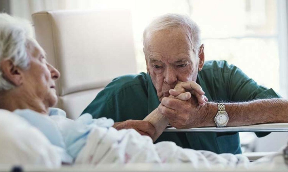 Patient showing early decline in last week of life resting in bed