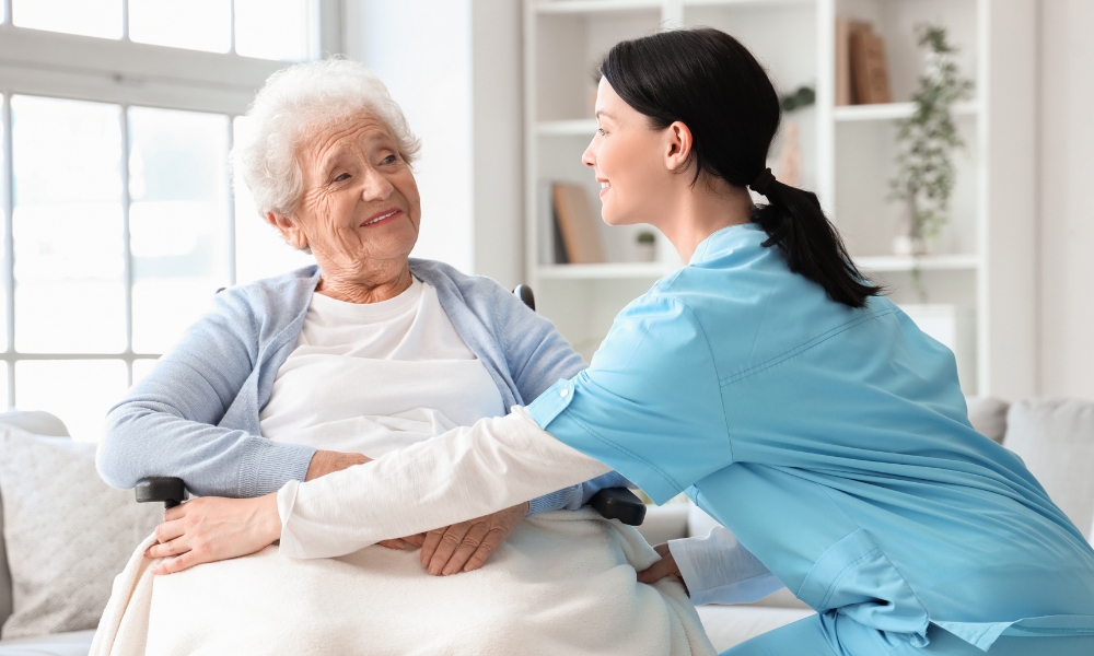 Doctor explaining palliative care options to patient and family